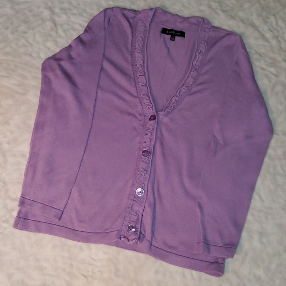 Evan Picone V-Neck Purple Sweater